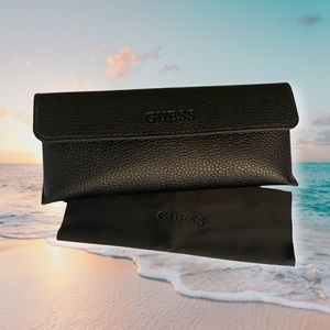 Black GUESS Sunglasses Case with Cleaning Cloth